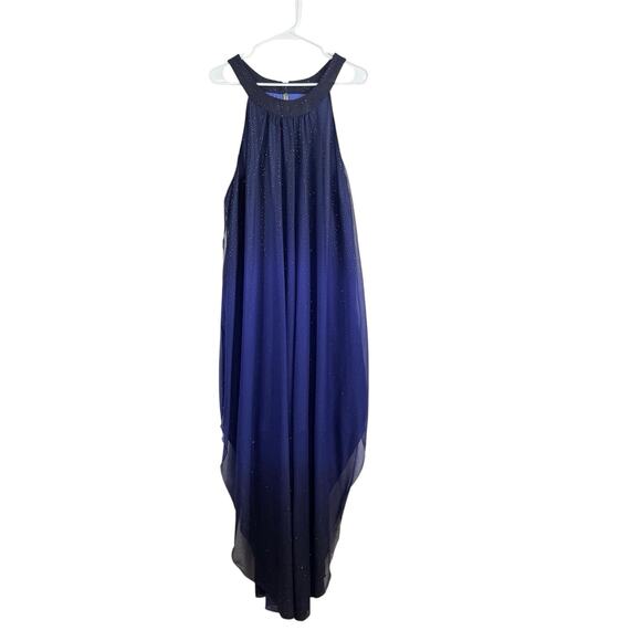 Venus Blue Black Ombre Glitter Sheer Overlay Maxi Dress 3X Fairycore Evening - Picture 1 of 16